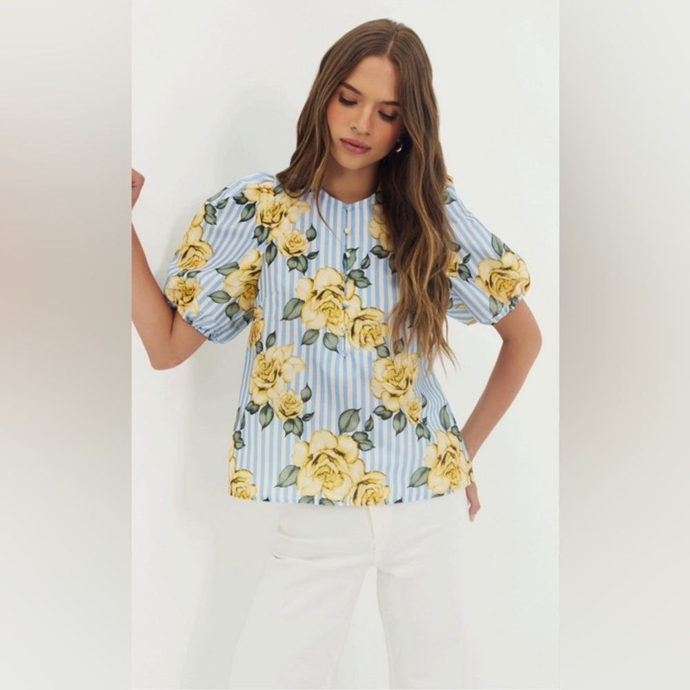 NWT Hutch Atlas Top in Blue/Yellow Multi Size Small